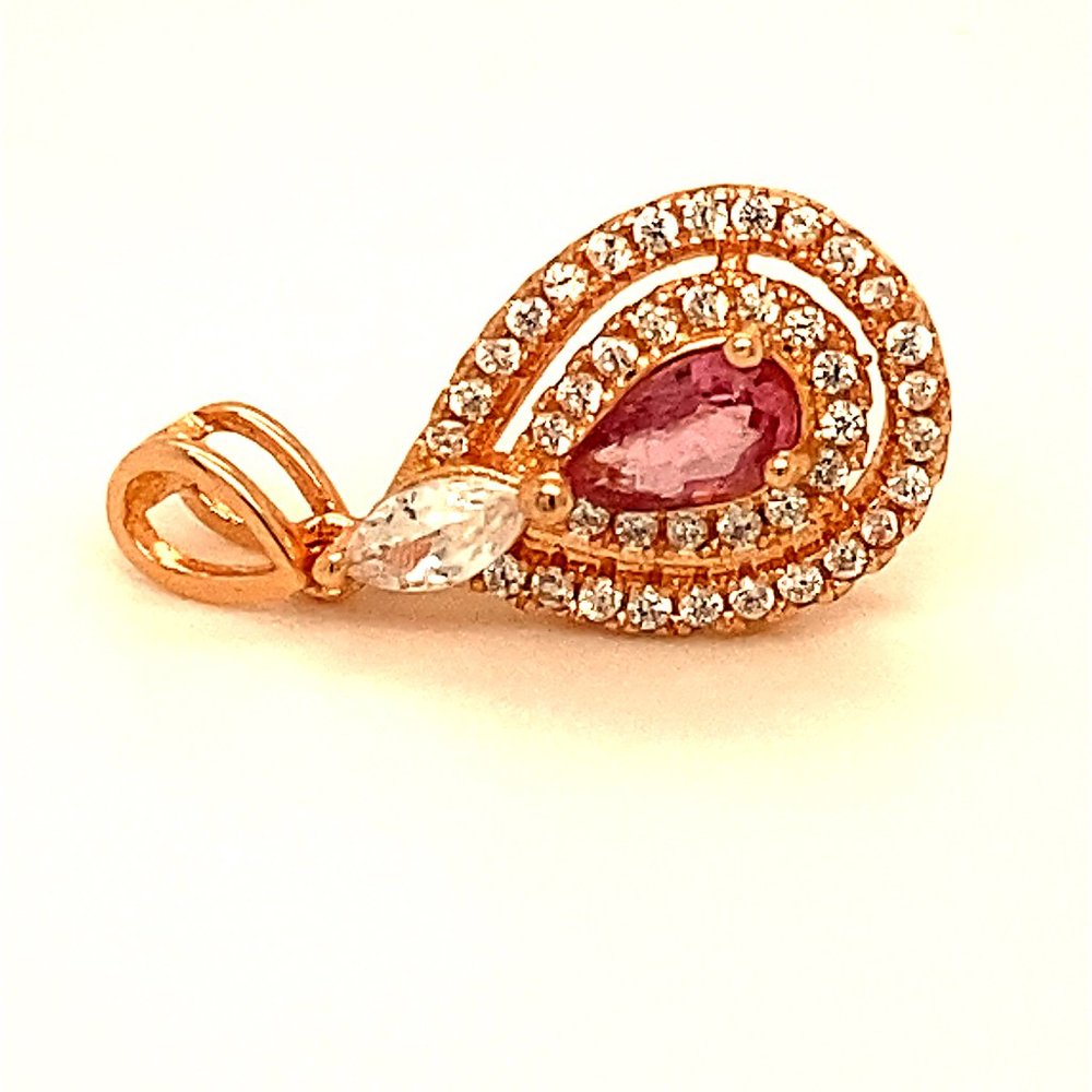 Rubellite .54ct Rose Gold Finish Silver Pendant